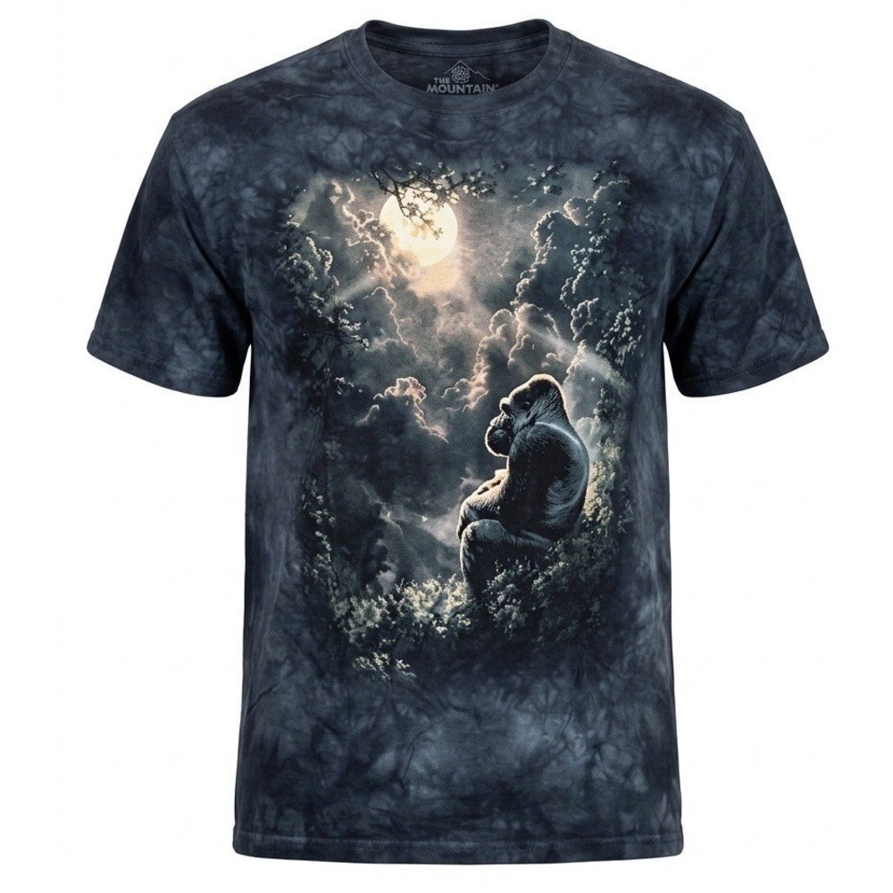 The Mountain Gorilla Moon Graphic Tee Blue Tie Dye Nature T-Shirt Mens Medium